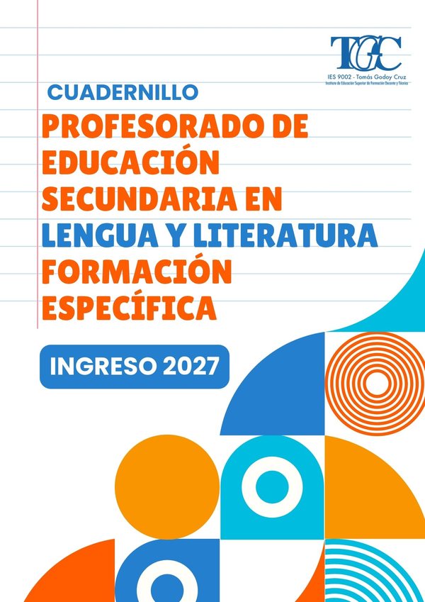 Portada del cuadernillo Profesorado de Educación Secundaria en Lengua y Literatura